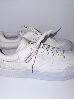 Nike White Leather Platform Sneakers